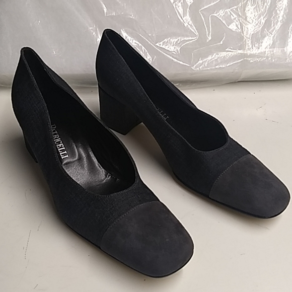 Silvio Paticelli Women Gray Fabric Suede Shoe Chunky Heel Size 10 - Picture 3 of 8